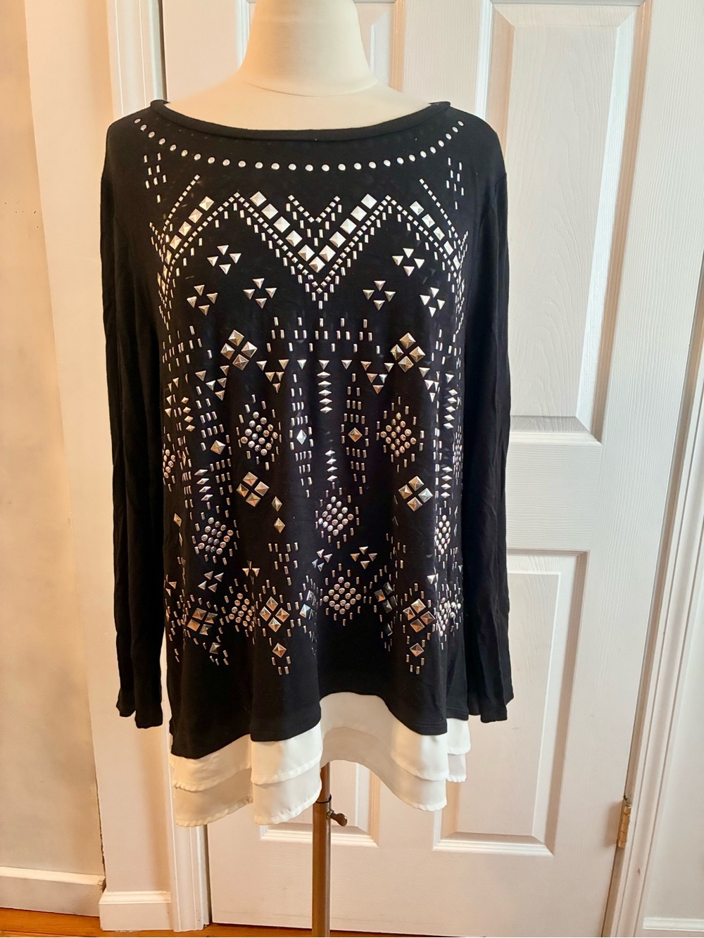 Peck & Peck Embellished Jersey Layered Blouse